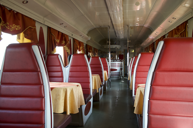 An empty dining car