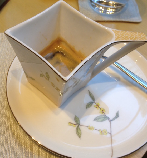 Espresso served in fine china in Mandarin Oriental Pudong