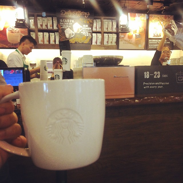 Starbucks served in a beautiful mug