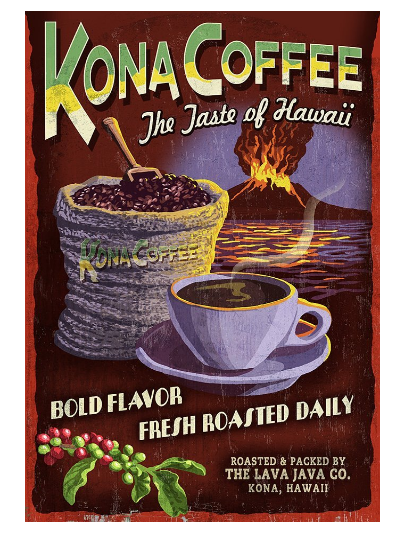 Kona coffee vintage poster