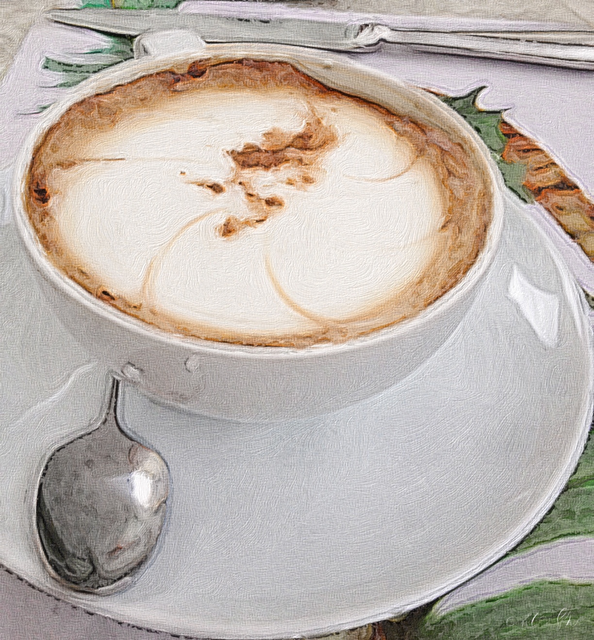 Cappuccino at Pergula Restaurant, Copacabana Hotel in Rio de Janeiro Brazil