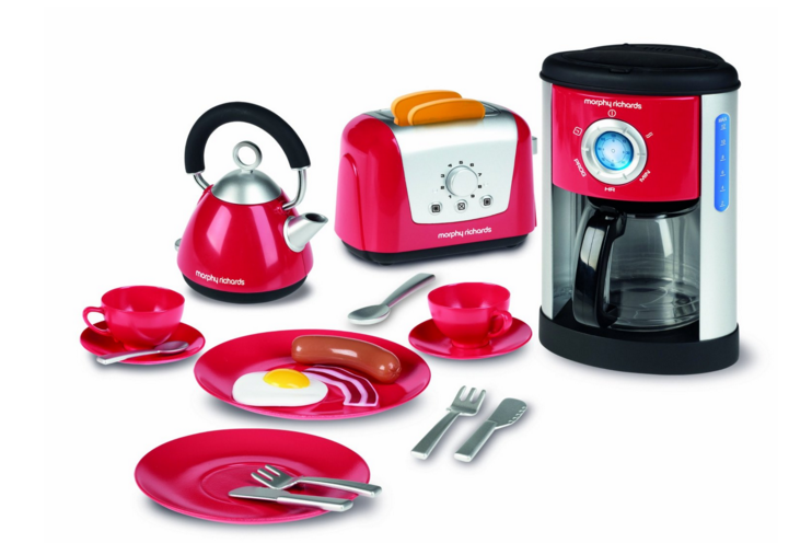 Toy coffee maker and kitchen set