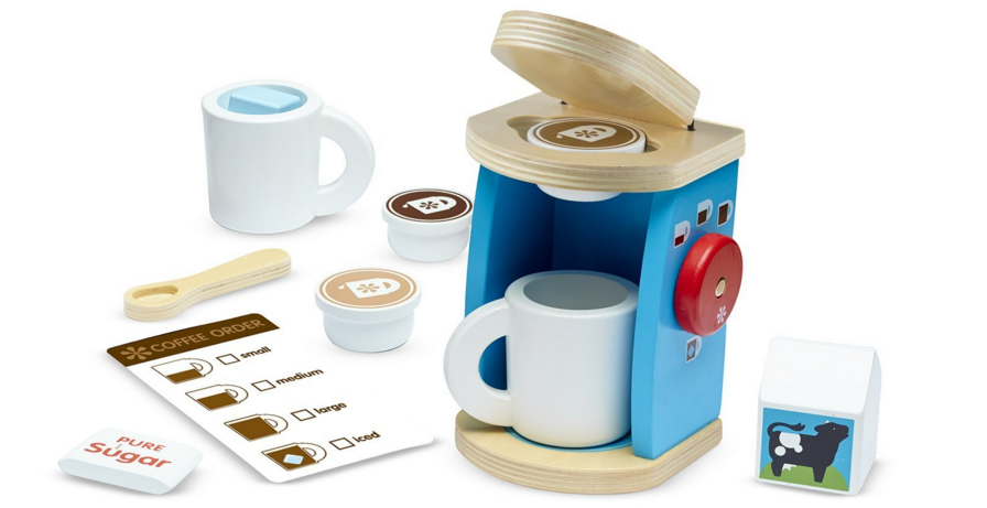 Melissa and Doug toy wooden coffee maker play set