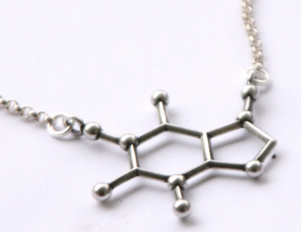 Silver Sterling Caffeine Molecule Cast Necklace