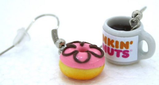 Dunkin Donut and coffee earrings