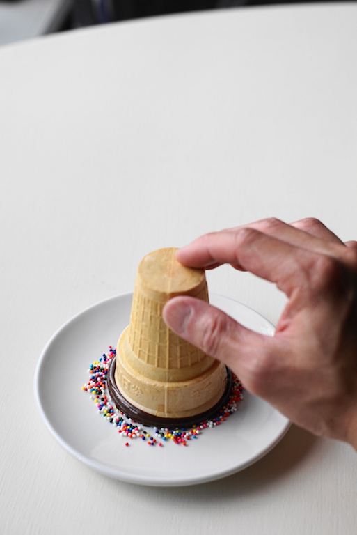 coffee in a cone dipped in sprinkles