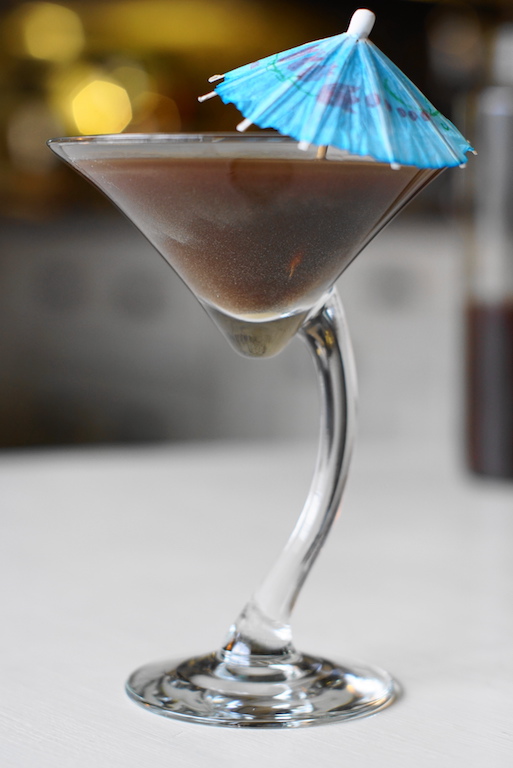 cold brew coffee in martini glass