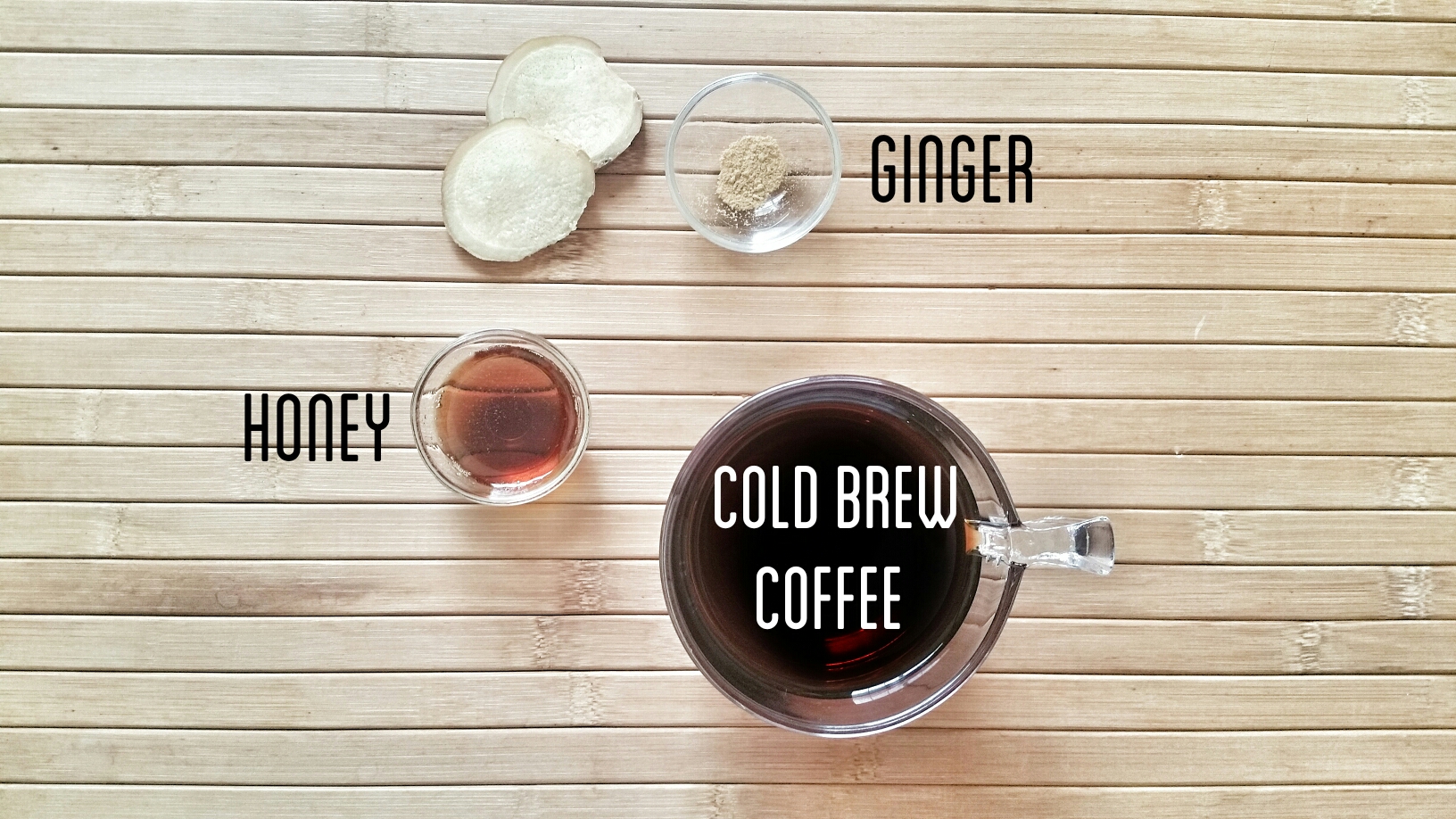 Ginger and honey in cold brew coffee