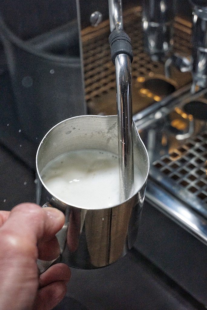 frothing milk cinnamon swirl latte