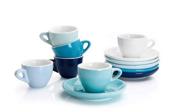 Cusinox White Porcelain Espresso Cup Sets for Espresso Coffee, 2 Oz