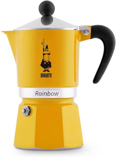 yellow stovetop espresso coffee maker