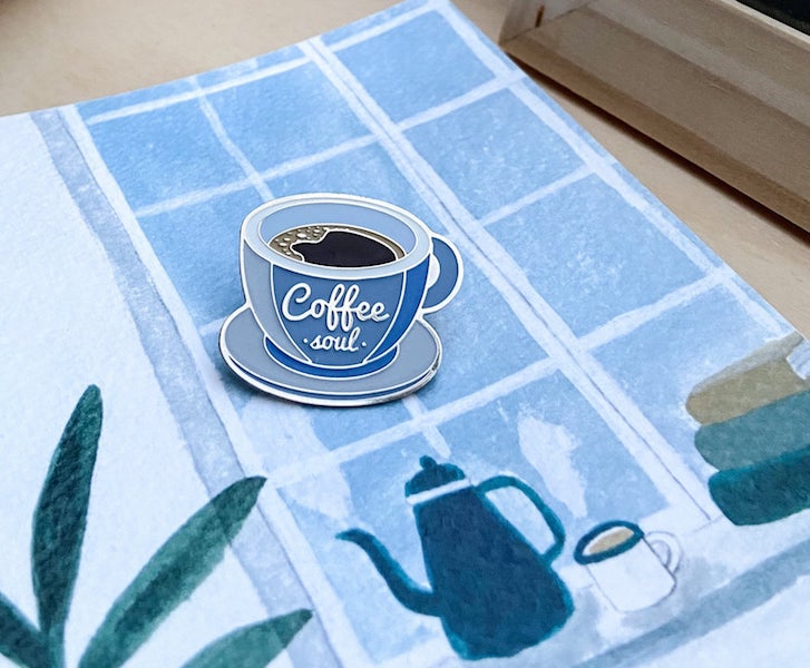 Coffee Soul Blue Mug Enamel Pin