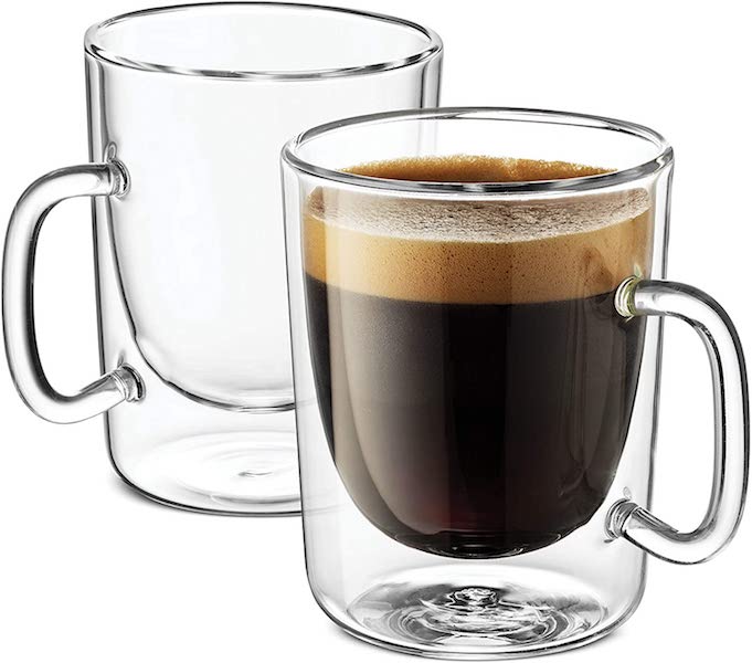 Double Wall Glass Coffee Cup w/Box 12 OZ Morning People - Down South, Inc.