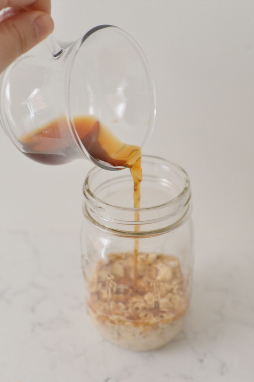 adding coffee to coffee overnight oats