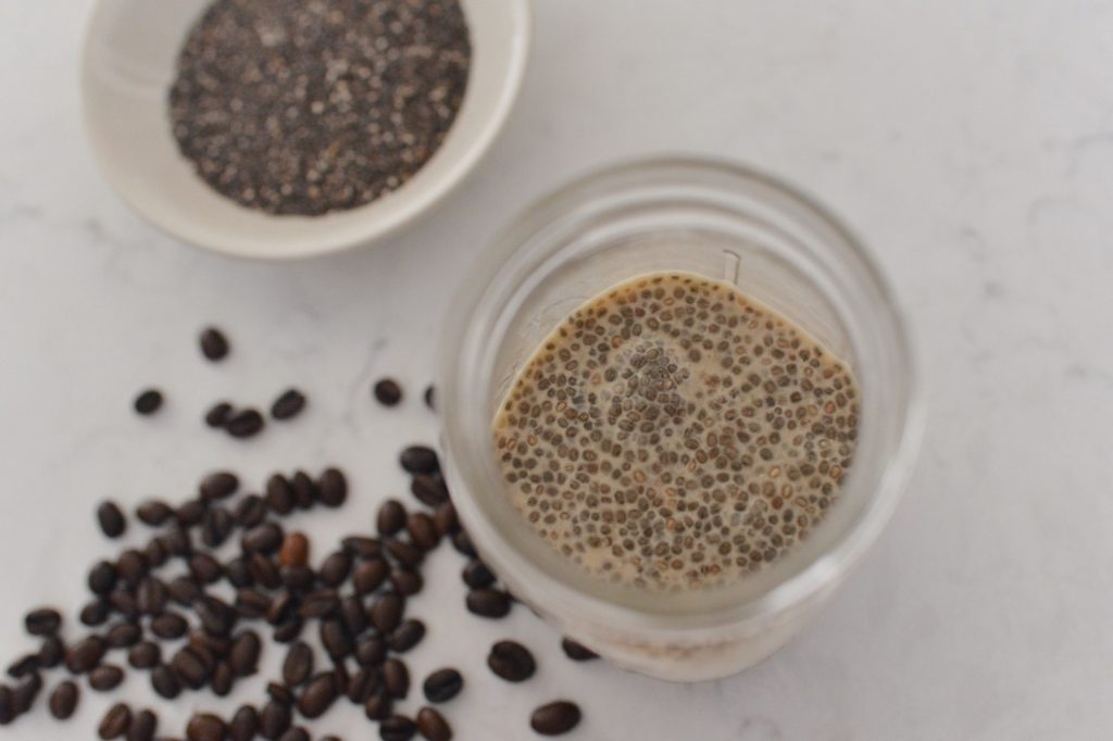 coffee chia pudding in jar