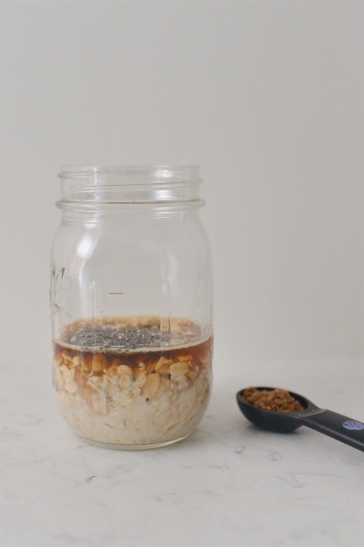 coffee overnight oats brown sugar chia seeds