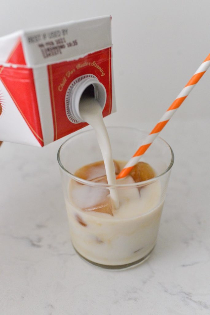 almond milk and coffee ice cubes