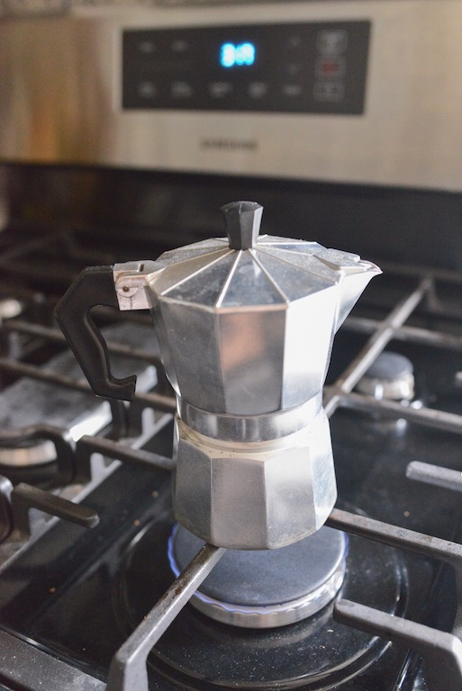 moka pot on stove