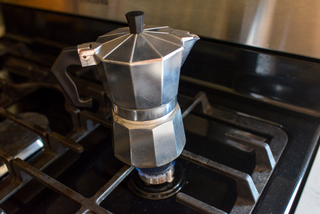 moka pot on stovetop