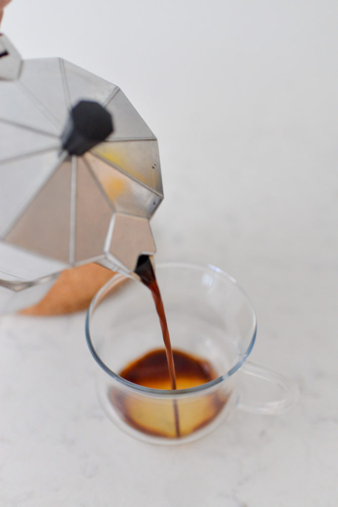 pouring espresso for breve