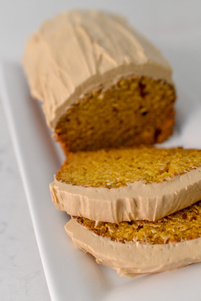 coffee frosting on pumpkin bread