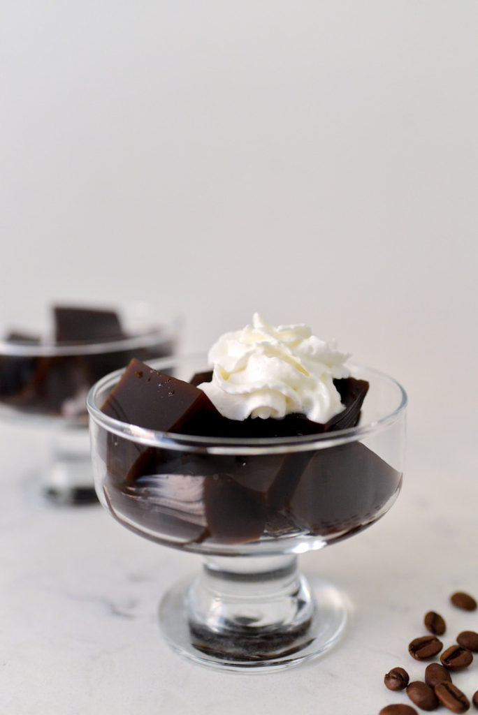 coffee jelly with whipped cream