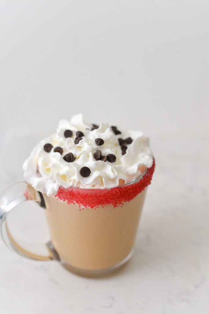 Peppermint White Chocolate Mocha chocolate curls